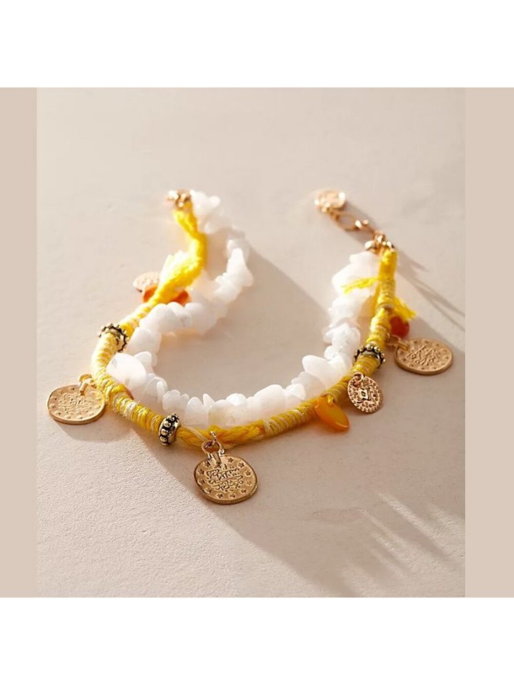 Free People Ariana Ost Spinner Ankle Bracelet Shell Beach Festival Boho Hippie